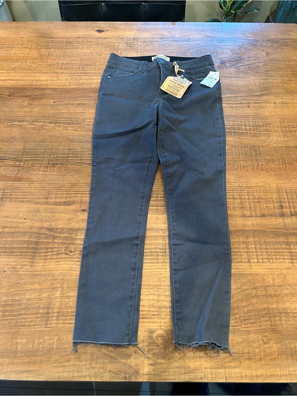 Democracy Dark Navy Straight-Leg Jeans with Raw Hem